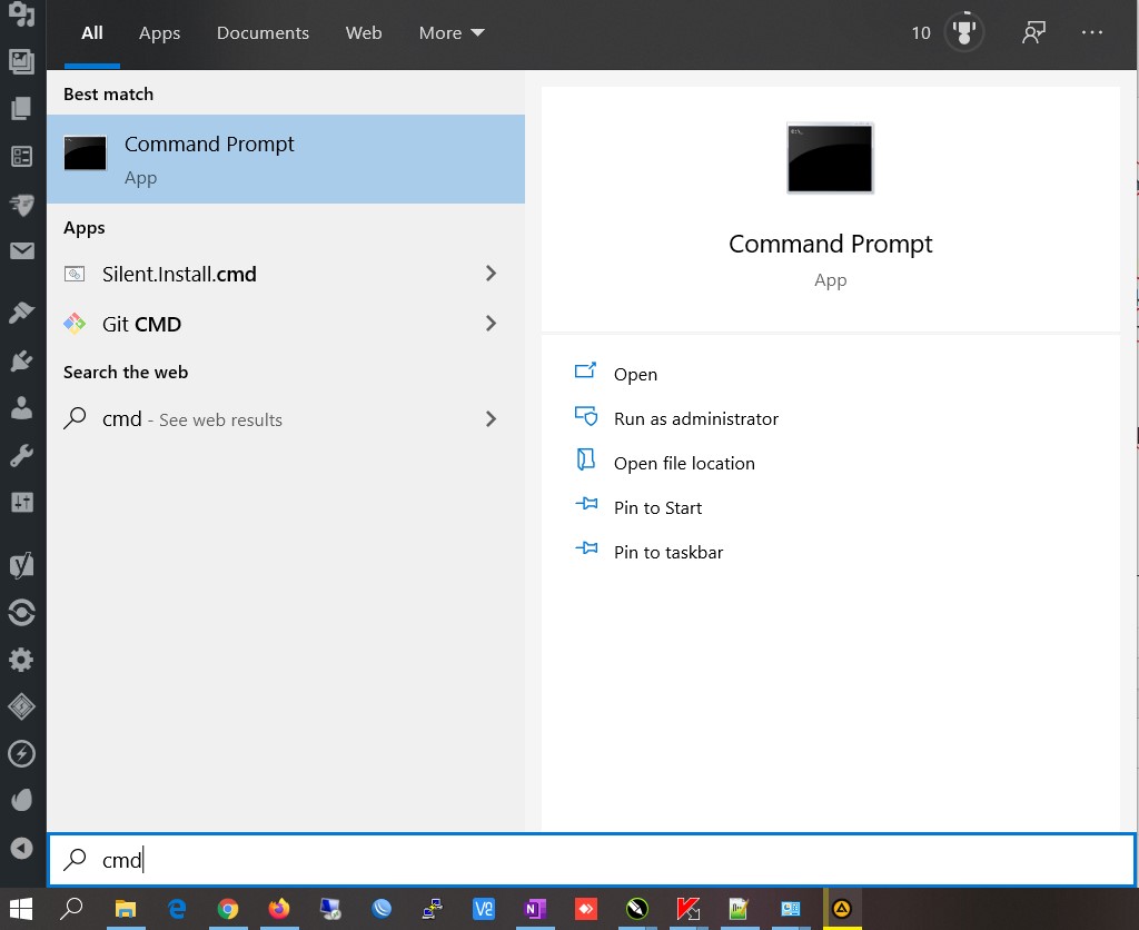 Membuka CMD Melalui Start Menu Windows 10